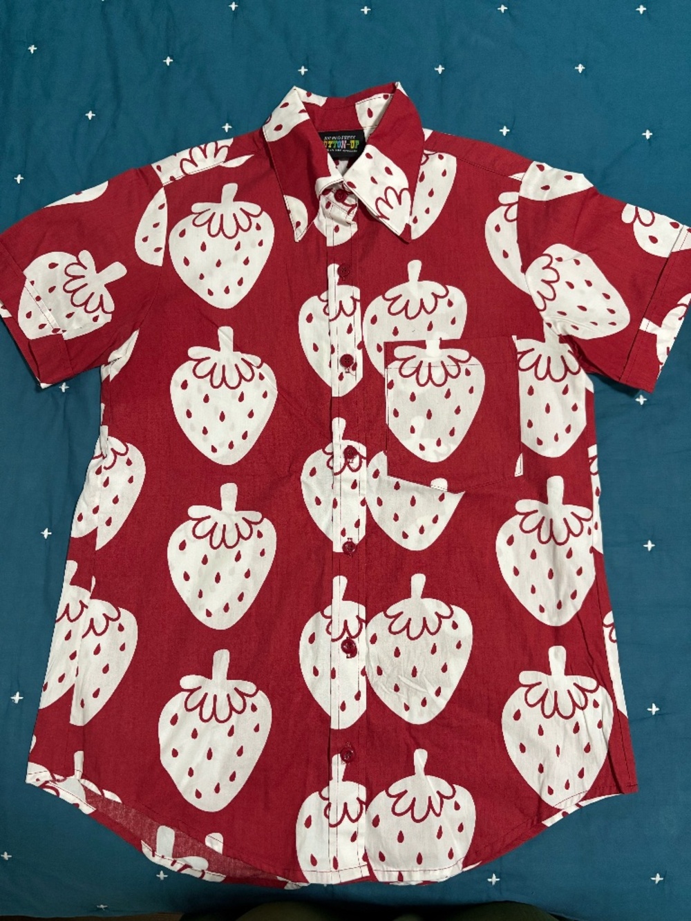 Big Bud Press Pantry Button Up Strawberry Print Size P